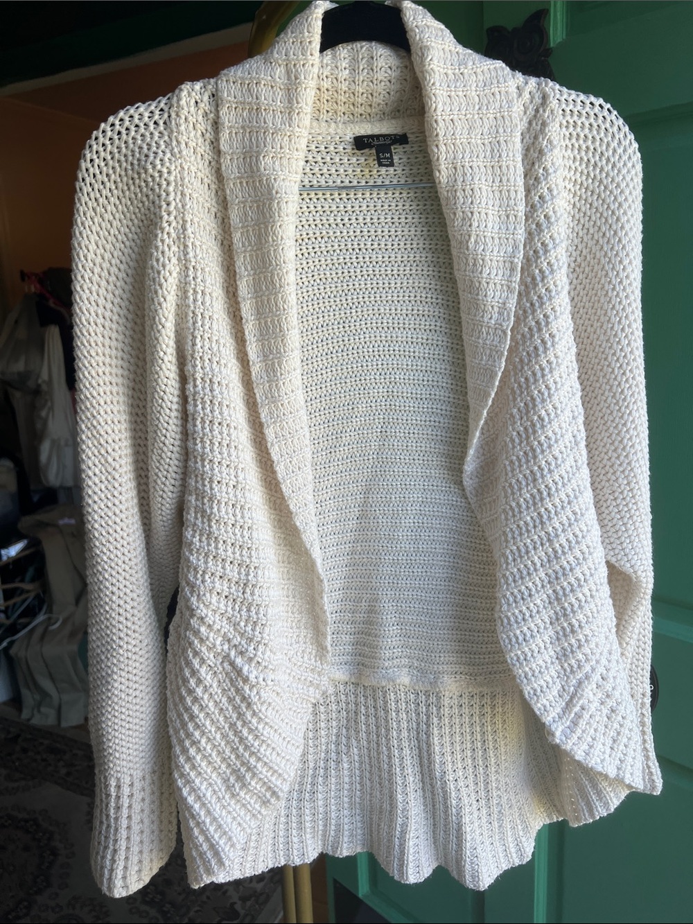 Talbots Cream Open-Front Chunky Knit Cardigan / Small Medium